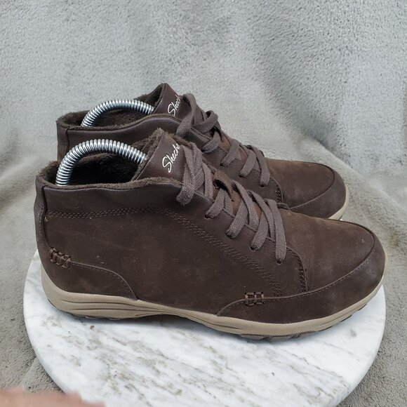 Skechers Shoes Womens Size 7.5 Wide Chocolate Brown Textile Chukka Boots - Picture 4 of 11